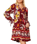 NEW Size M Womens Gibson & Latimer  Long Sleeve Burgundy Floral  Dress $99