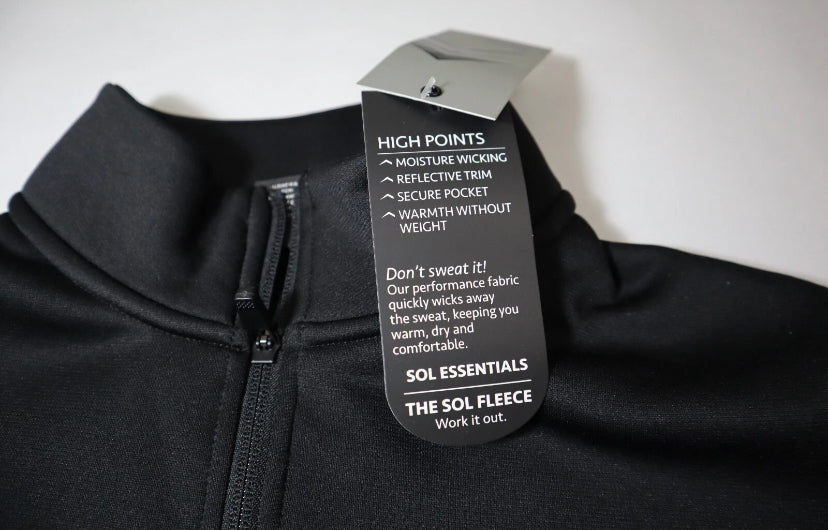 NWT NEW Small Solaris Men's 1/4 Zip Pullover Sweater Wicking Black MSRP $55