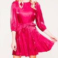 NEW Plus Size Women's SugarLips Fuschia Ruffle Mini 3/4 Sleeve Dress $79
