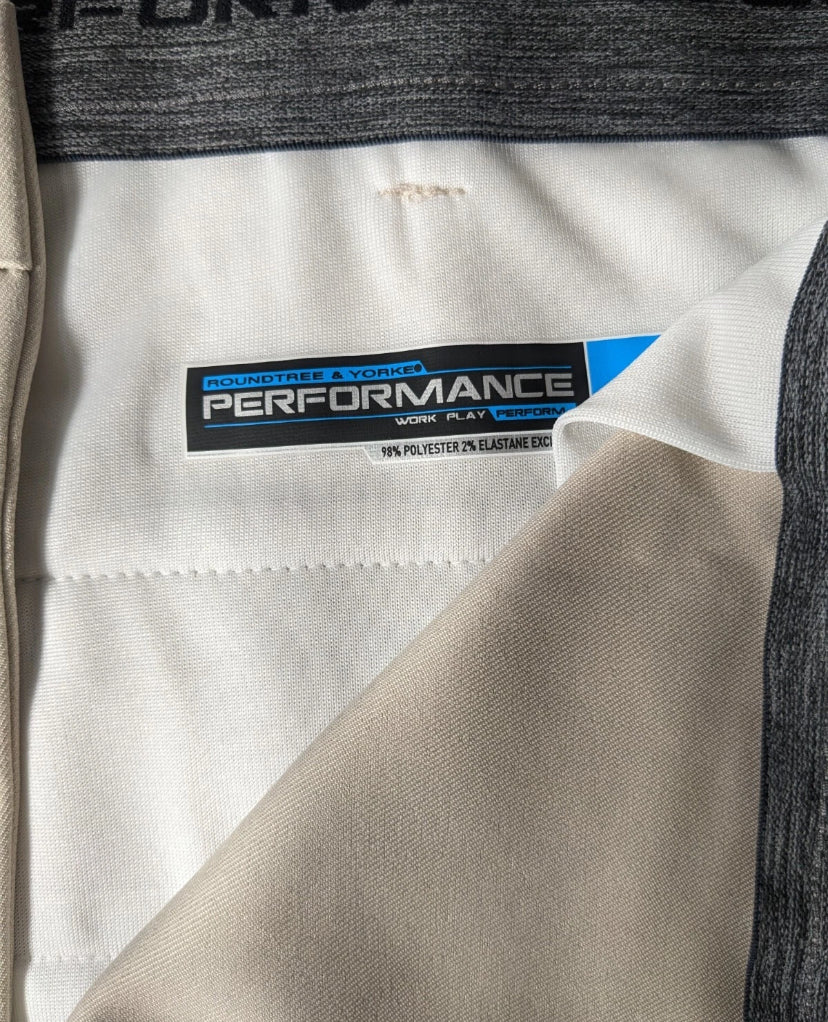 NEW Size 50 Big Mens Roundtree & Yorke Performance Chino Flat Shorts 7"I Stone