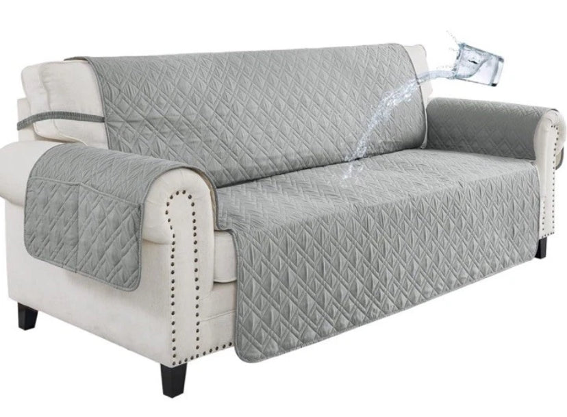 NEW- RBSC Home 46" Couch Cover Dark Grey Waterproof Slipcover For Leather Sofa
