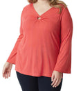 NEW Jessica Simpson Plus Size 2X Keyhole Bell-S Ribbed Tunic Top Baked Apple $70