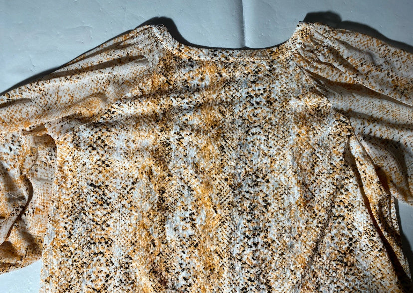 NEW Plus Size 3X Calvin Klein Snakeskin Scoop Neck 3/4 Raglan Sleeve Blouse $80