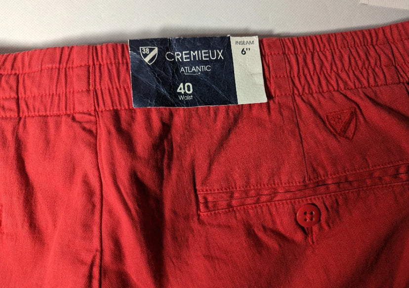 NEW Size 40 Men's Cremieux Atlantic Khaki Shorts 6" Inseam Drawstring Burnt Red