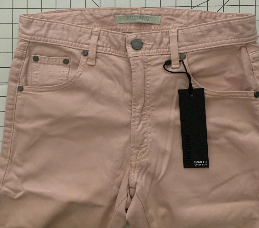 NEW 30 x 34 Mens Murano Avant Garden Evan Extra Slim Fit Flat Pants Peach $90