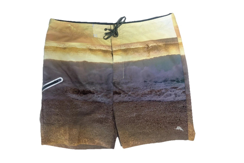 NEW SIZE 34 Mens Tommy Bahama Boardshorts Molokai Sunset Break 9"I UPF 30 Yellow