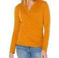 NEW Size L Womens Liverpool Los Angeles Faux Wrap Top Blouse Shirt Rich Gold $59