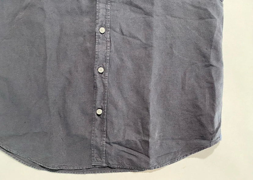NEW-Size L Mens North Country Long Sleeve Button Down Shirt Linen Dark Navy