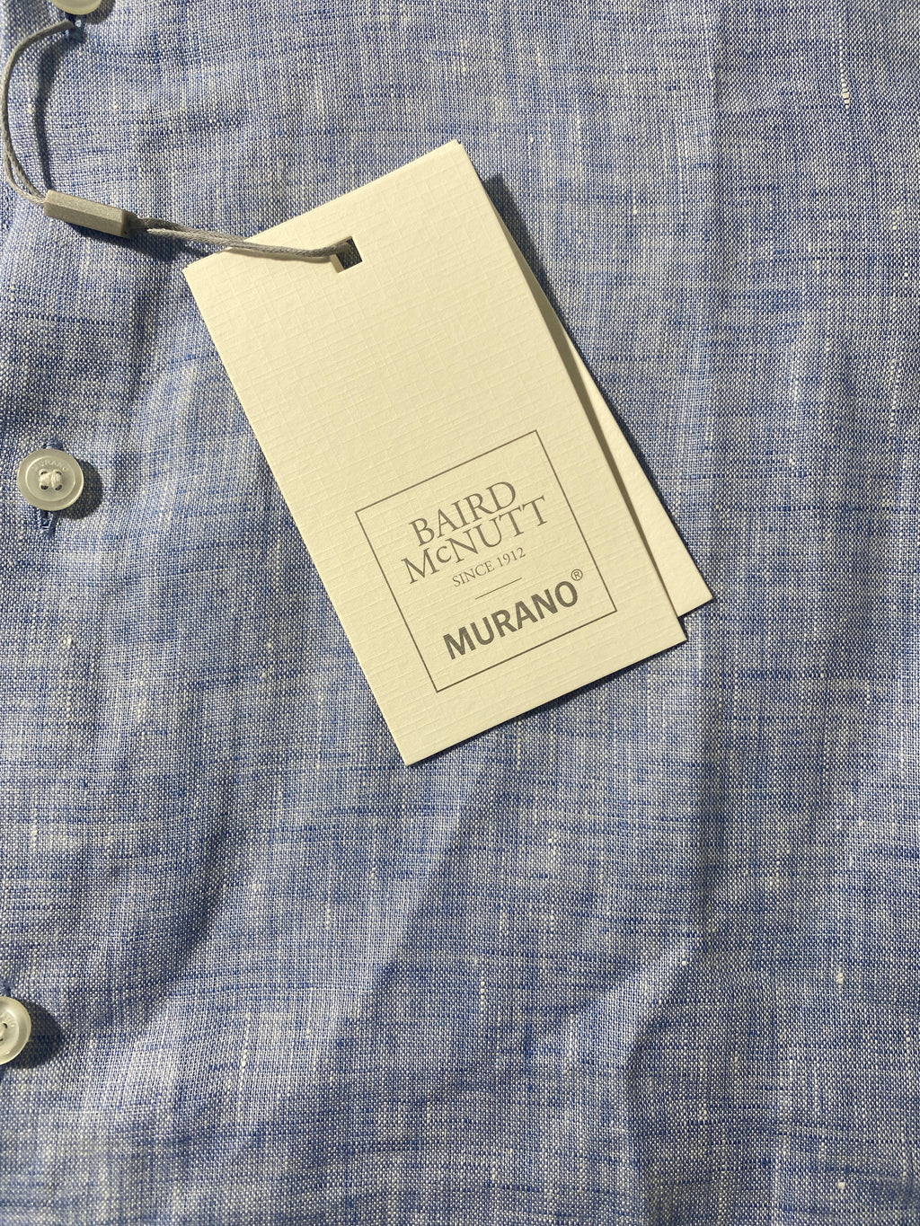 NEW Size S Mens Murano Short Sleeve Button Down Shirt Baird McNutt Linen Blue