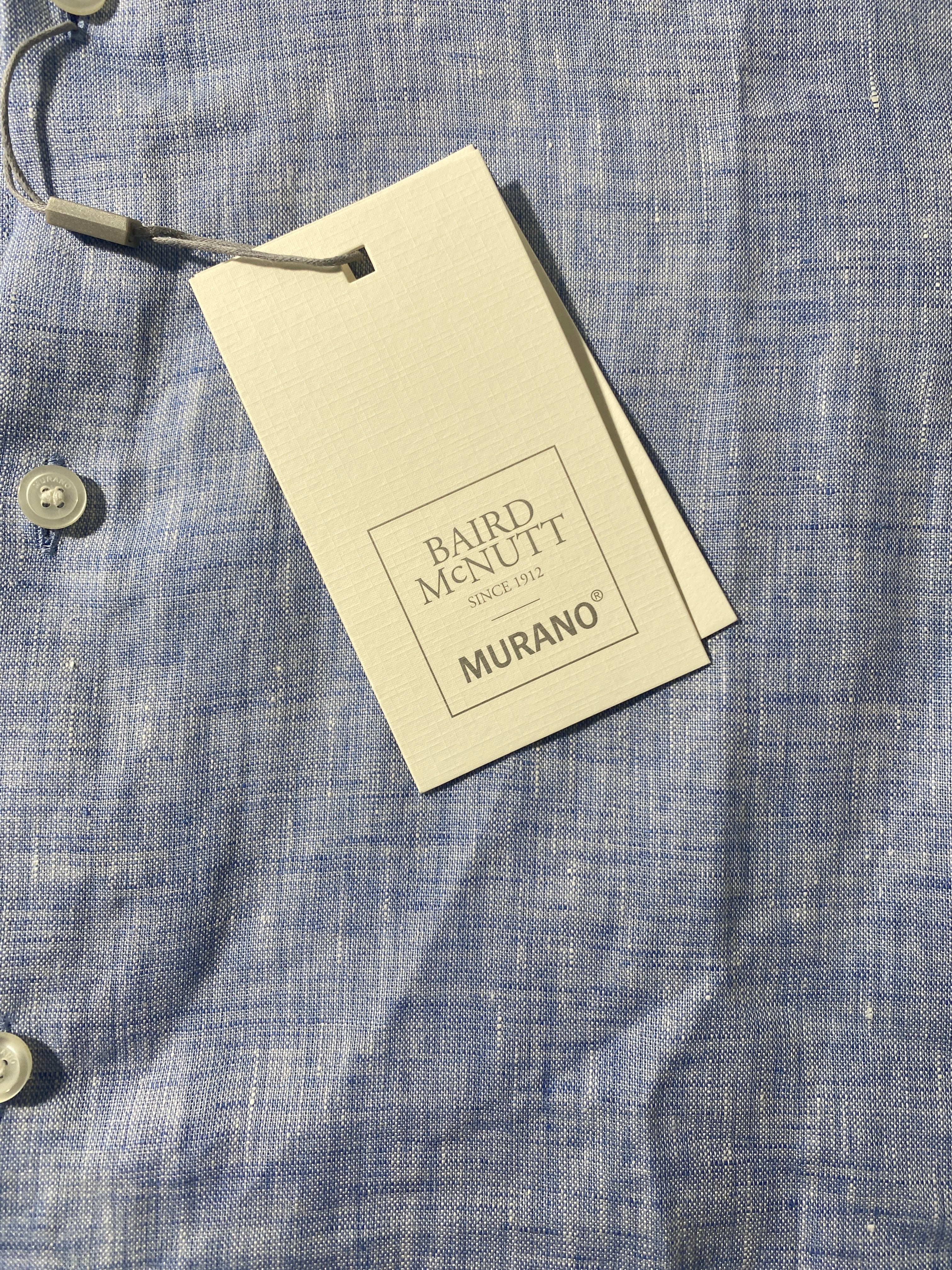 NEW Size S Mens Murano Short Sleeve Button Down Shirt Baird McNutt Linen Blue