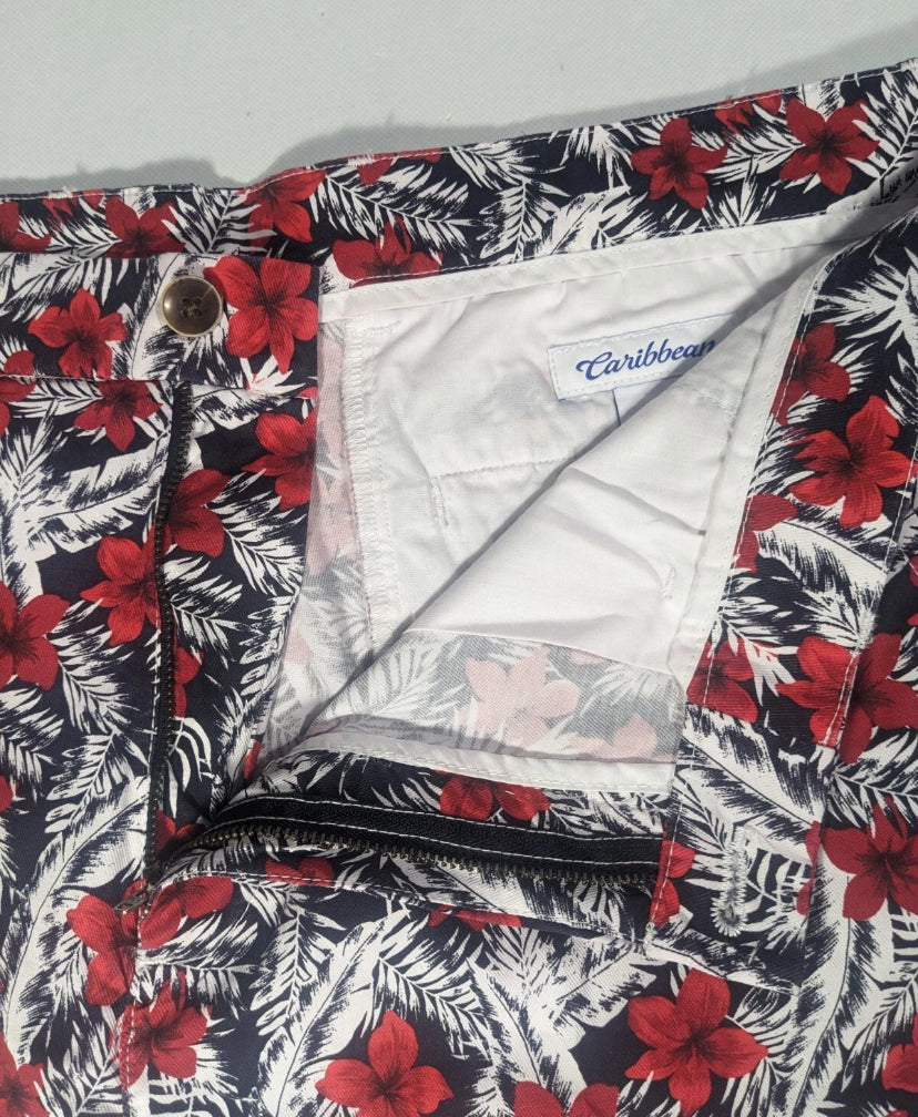 NEW Size 42 Men's R&Y Caribbean Chino Shorts 8"I Lyocell Blend Red Floral