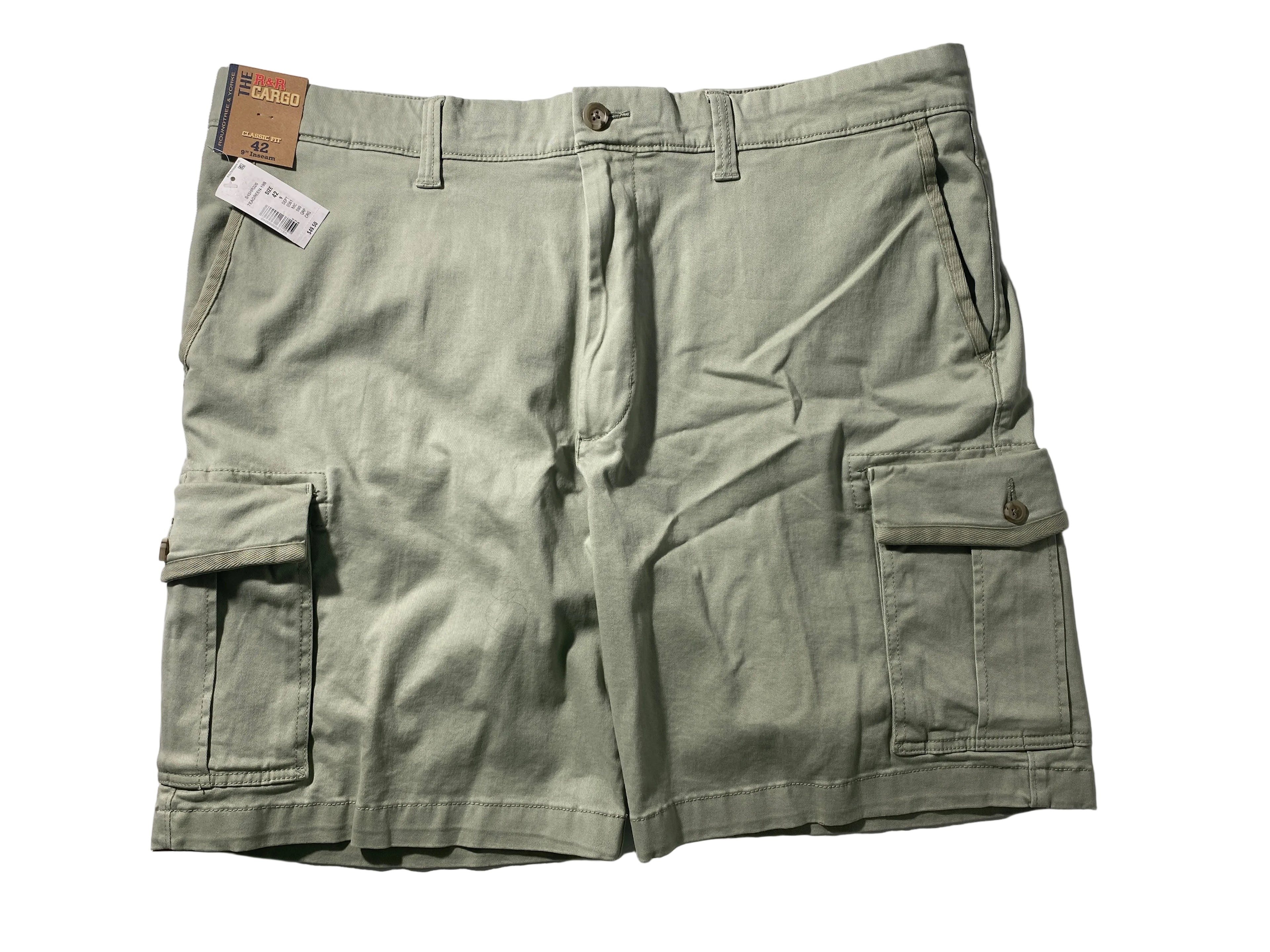 NEW Mens Size 42 Roundtree & Yorke R&R Cargo Short Cotton Blend 9"I Teagreen $50
