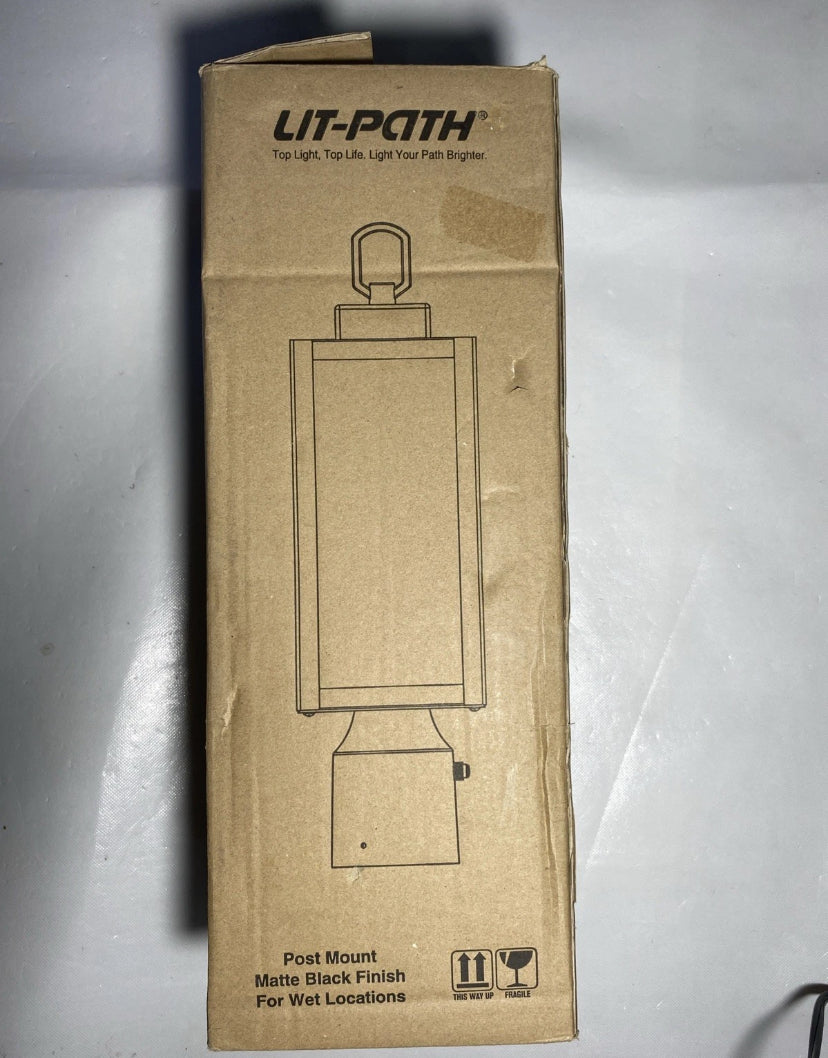NEW- Lit-Path Outdoor Post Lighting Light Fixture E26 Base Matte Black