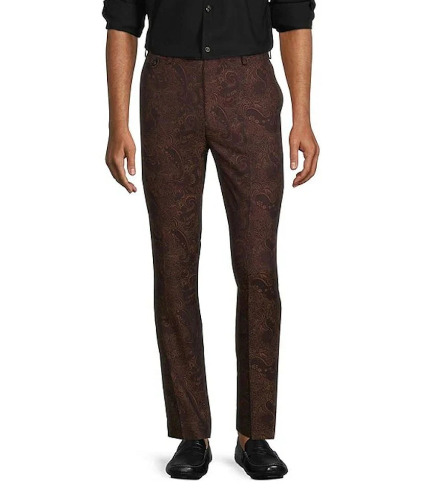 NEW 31 x 30 Men's Murano Evan  Slim Fit Dress Pants Burgandy Paisley MSRP $98