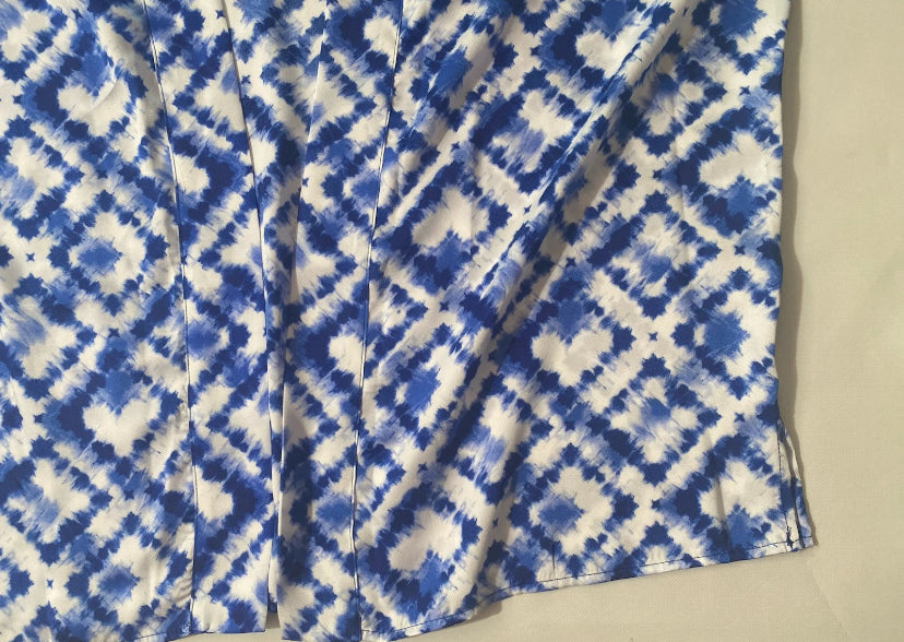 NEW Plus Sz 2X Slim Factor Investments Royal Tie Dye Open 3/4 Sleev Kimono $90