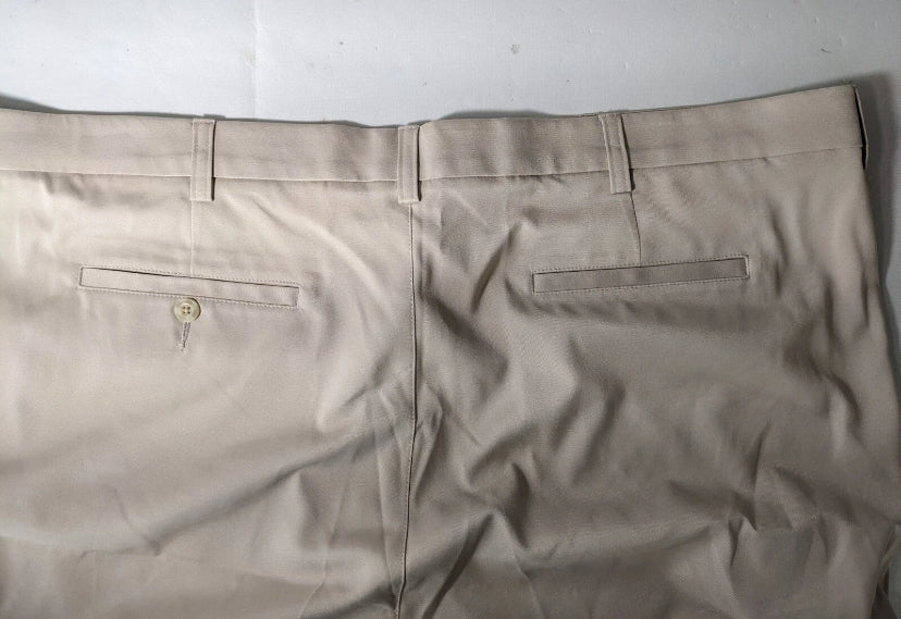 NEW Size 50 Big Mens Roundtree & Yorke Performance Chino Flat Shorts 7"I Stone