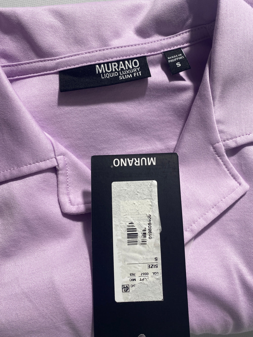 NEW Size S Mens Murano Short Sleeve Button Front Shirt Slim Fit Cotton Lilac $80