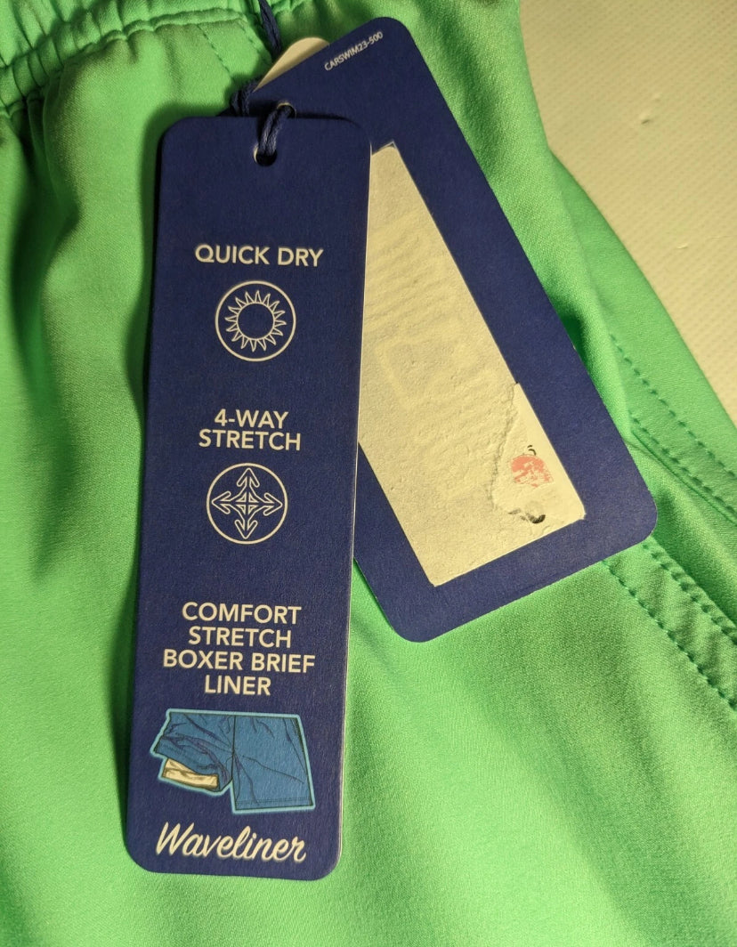 NEW Big Mens 4XB Roundtree & Yorke Caribbean Swim Trunks Quick Dry 6"I Aqua