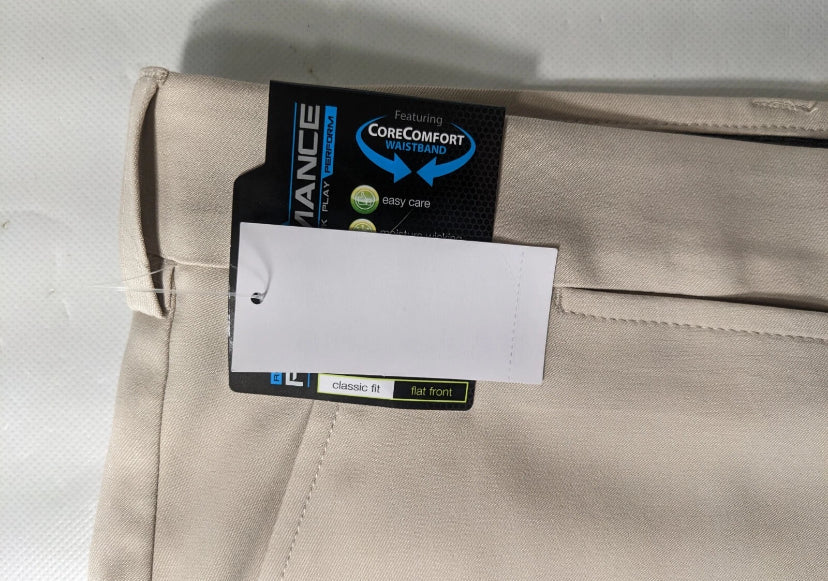 NEW Size 50 Big Mens Roundtree & Yorke Performance Chino Flat Shorts 7"I Stone