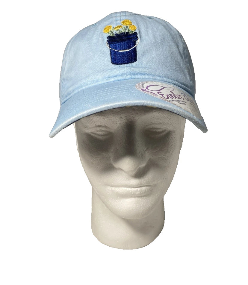 New - Womens Infinity For Her Flower Adjustable Hat Ponytail Opening Baby Blue