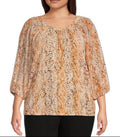 NEW Plus Size 3X Calvin Klein Snakeskin Scoop Neck 3/4 Raglan Sleeve Blouse $80
