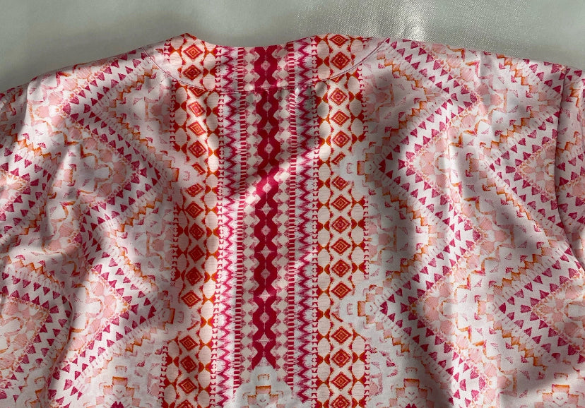 NEW Plus Size 2X Slim Factor Investments Mosaic Open Front 3/4 Sleev Kimono $90