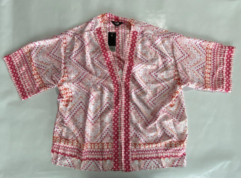 NEW Plus Size 2X Slim Factor Investments Mosaic Open Front 3/4 Sleev Kimono $90