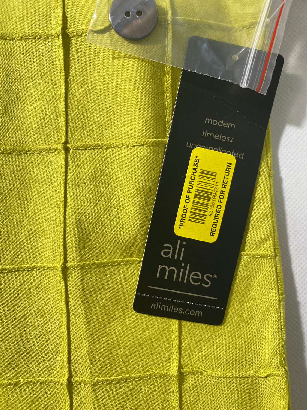 NEW Plus Sz 1X Ali Miles Wire Collar 3/4 Sleeve Button Front Tunic Citron Blouse