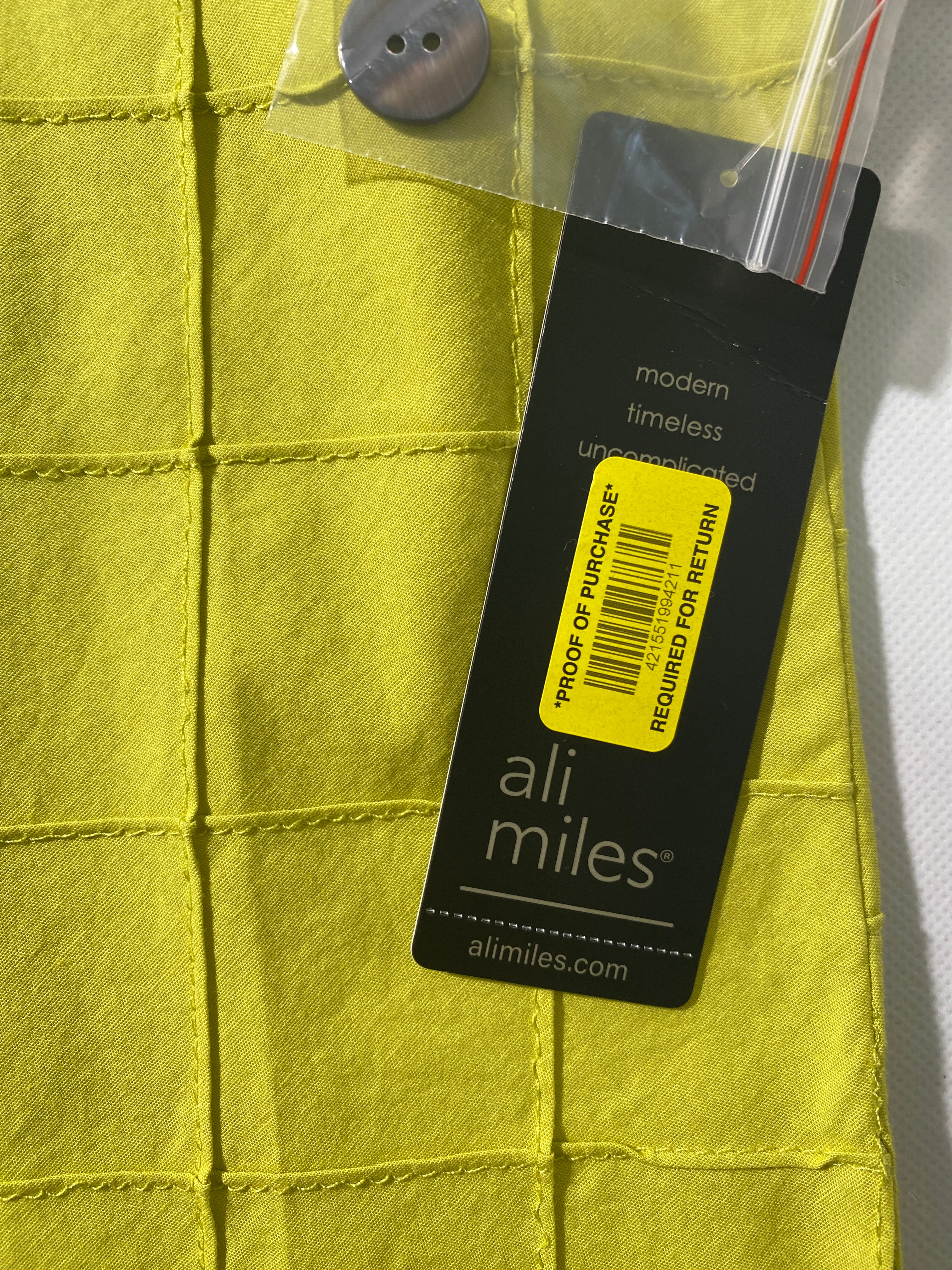 NEW Plus Sz 1X Ali Miles Wire Collar 3/4 Sleeve Button Front Tunic Citron Blouse