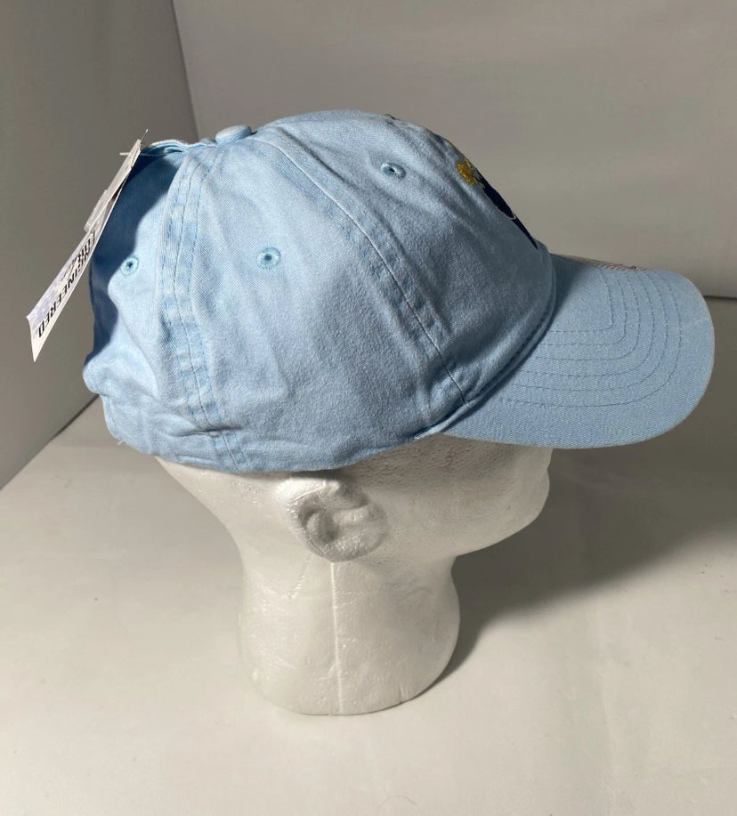 New - Womens Infinity For Her Flower Adjustable Hat Ponytail Opening Baby Blue