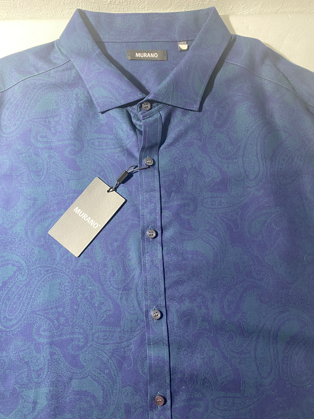 NEW 3XB Big Murano Long Sleeve Button Front Shirt Cotton Midnight Blue $100