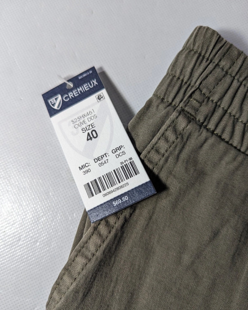 NEW Size 40 Men's Cremieux Atlantic Khaki Shorts 6" Inseam Drawstring Olive