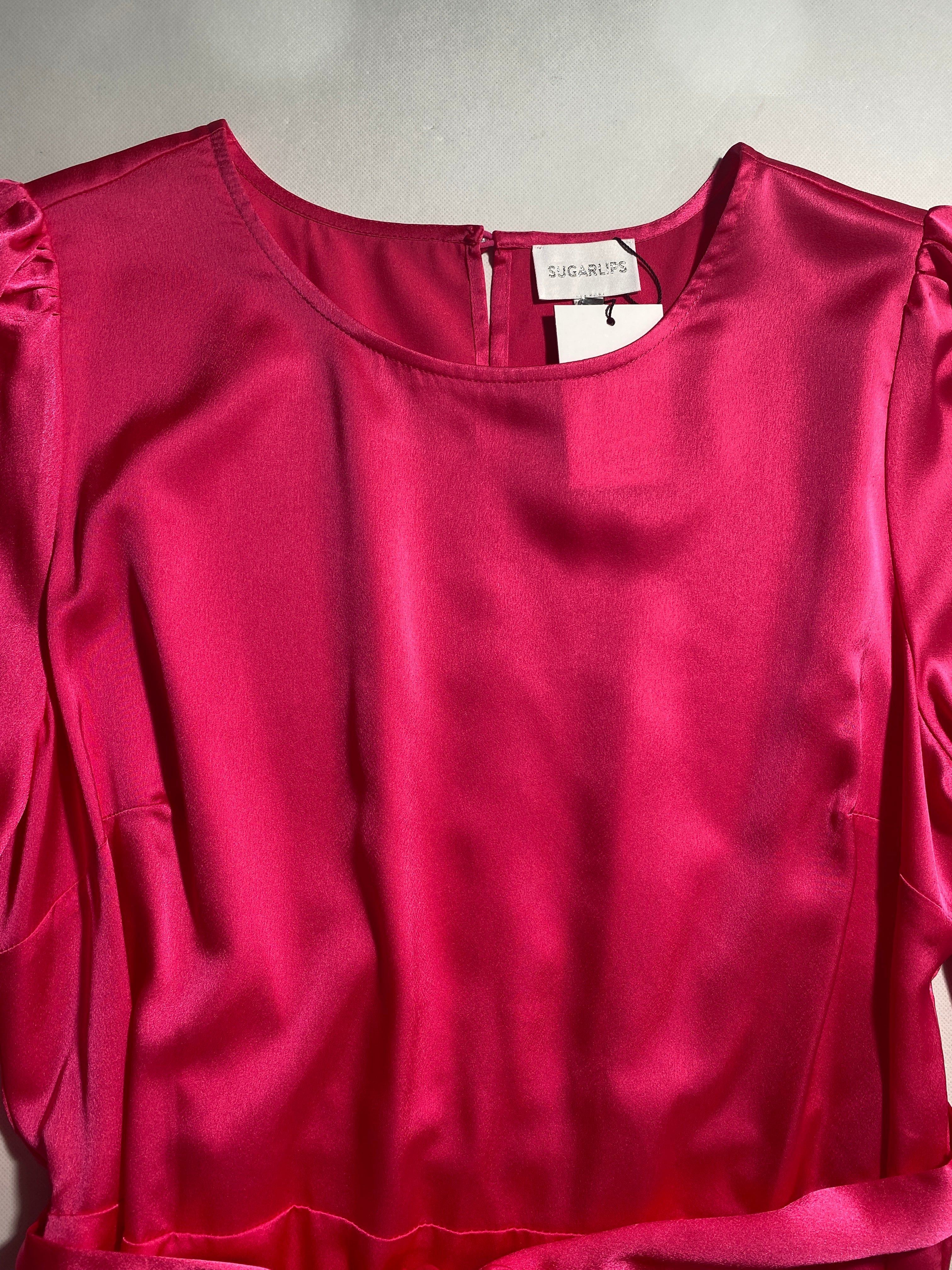 NEW Plus Size Women's SugarLips Fuschia Ruffle Mini 3/4 Sleeve Dress $79