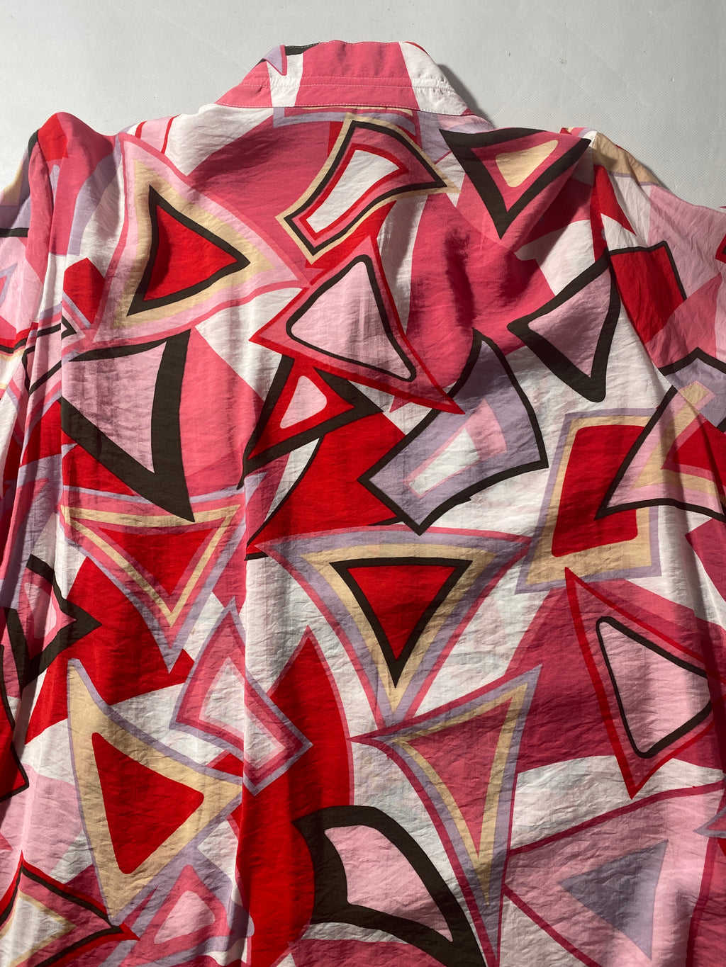 NEW Plus Size Ali Miles Geometric 3/4 Sleeve Wire Collar Red Pink Blouse $74