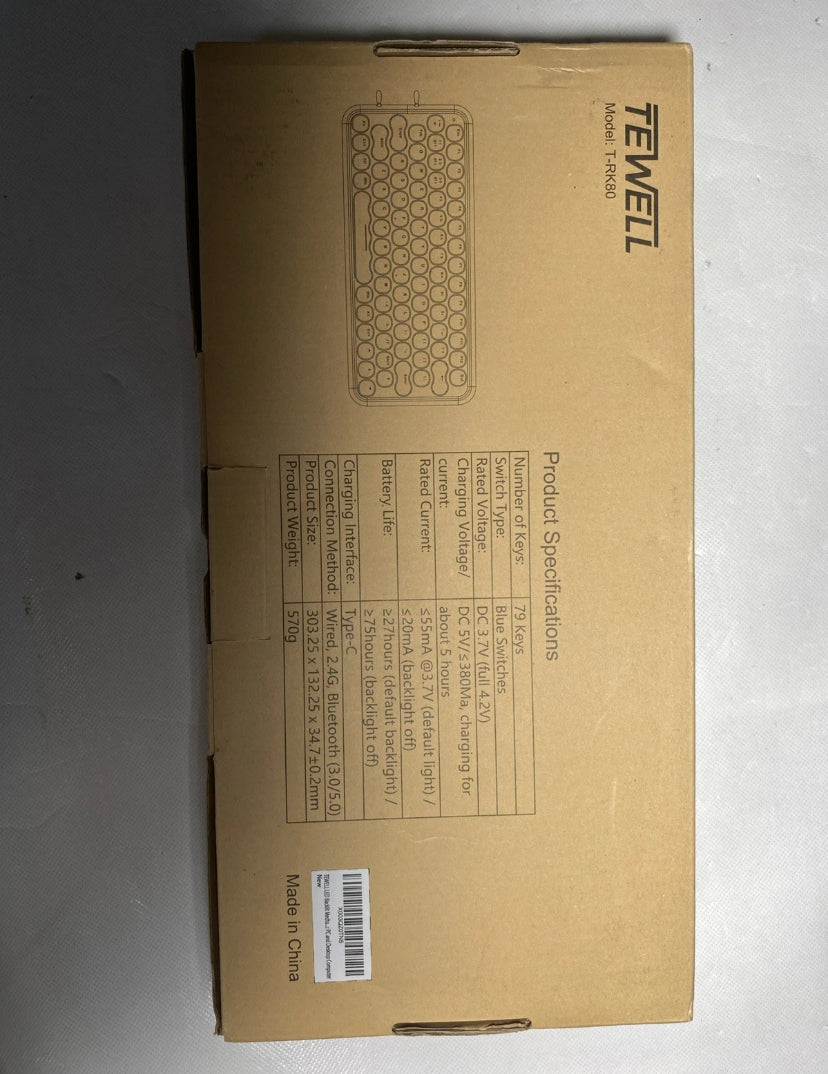 NEW- Typewriter Gaming Keyboard 2.4G Bluetooth/Wired 79 Keys Switches