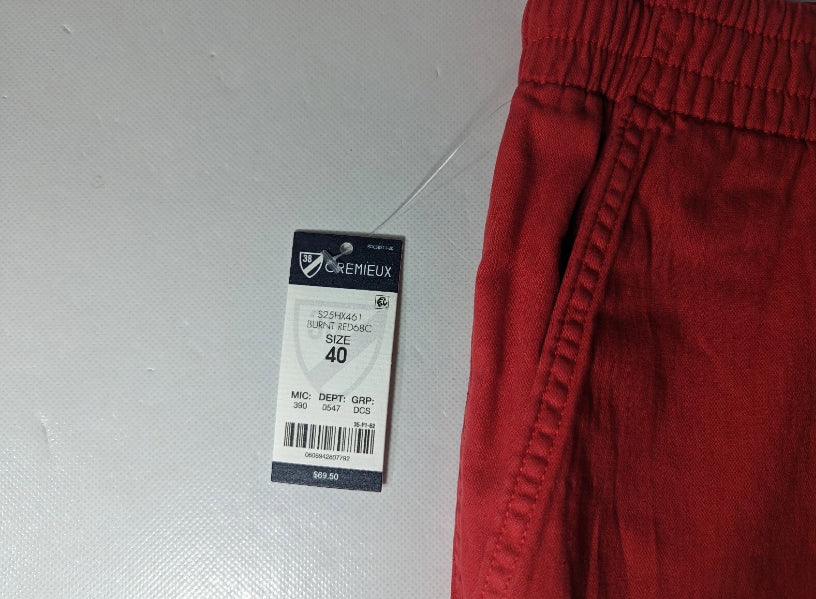 NEW Size 40 Men's Cremieux Atlantic Khaki Shorts 6" Inseam Drawstring Burnt Red
