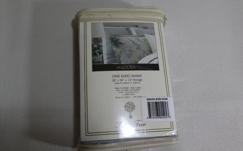 NWT NEW ROSE TREE EURO Sham Madura Gray Cotton MSRP: $79