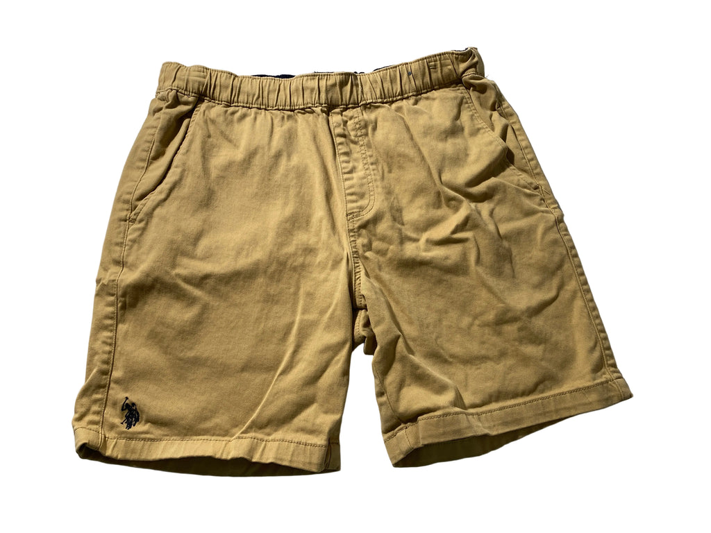 NWOT Mens Size L US Polo Assn Casual Shorts  7”I Cotton Spandex Drawstring Khaki