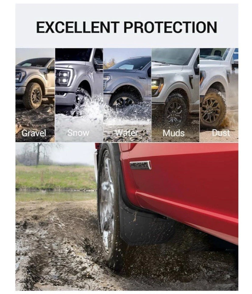 NEW- Mud Flaps For Ford 150 2021 - 2025 Front & Rear 4 Piece Black Mud Guards