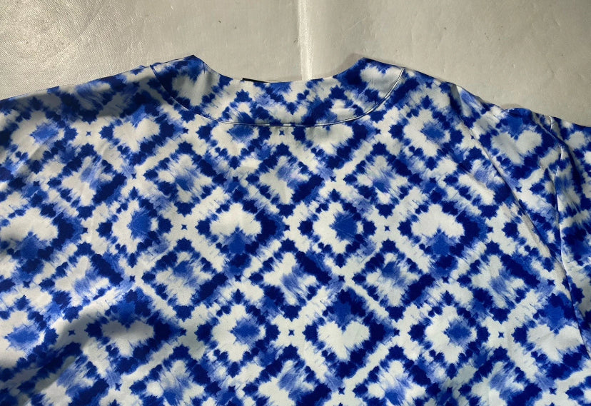NEW Size S Slim Factor Investments Royal Tie Dye Open 3/4 Sleev Kimono $79