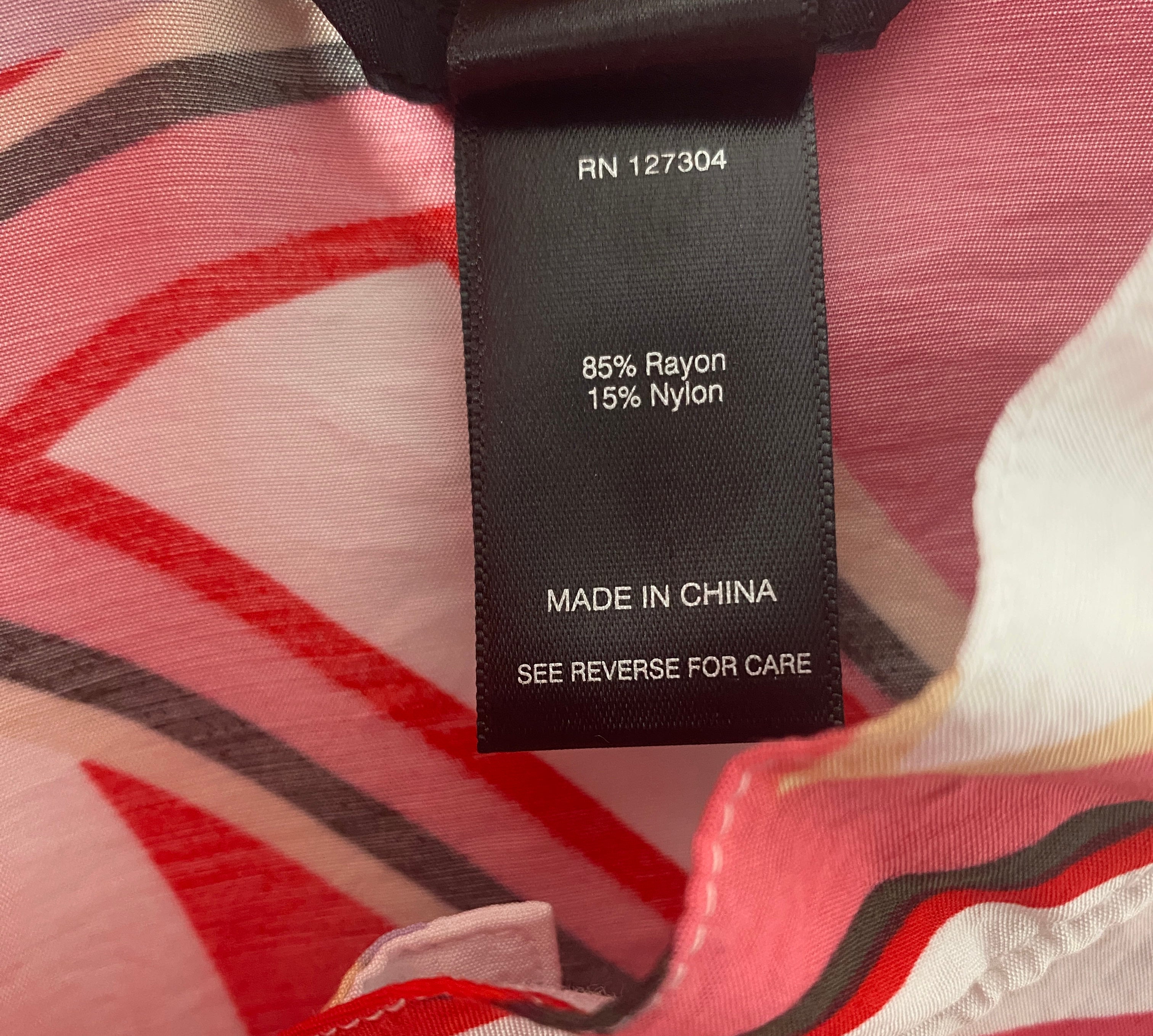 NEW Plus Size Ali Miles Geometric 3/4 Sleeve Wire Collar Red Pink Blouse $74