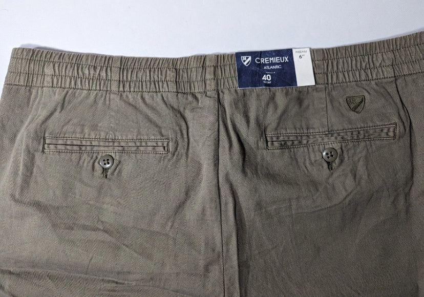 NEW Size 40 Men's Cremieux Atlantic Khaki Shorts 6" Inseam Drawstring Olive