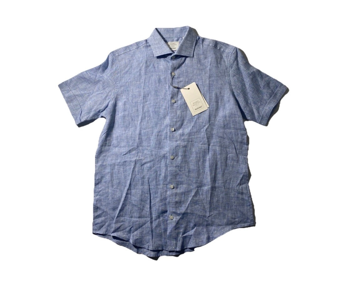 NEW Size S Mens Murano Short Sleeve Button Down Shirt Baird McNutt Linen Blue