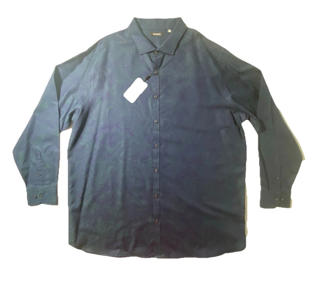 NEW 3XB Big Murano Long Sleeve Button Front Shirt Cotton Midnight Blue $100