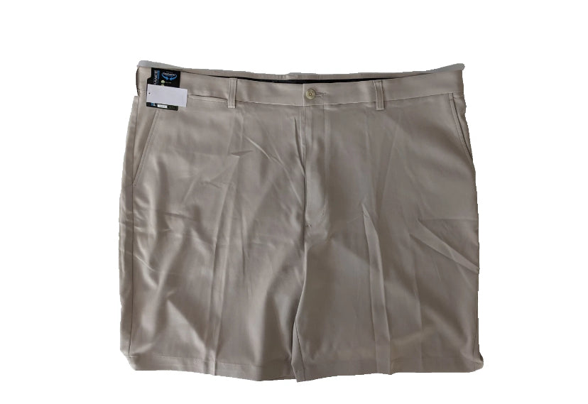 NEW Size 50 Big Mens Roundtree & Yorke Performance Chino Flat Shorts 7"I Stone