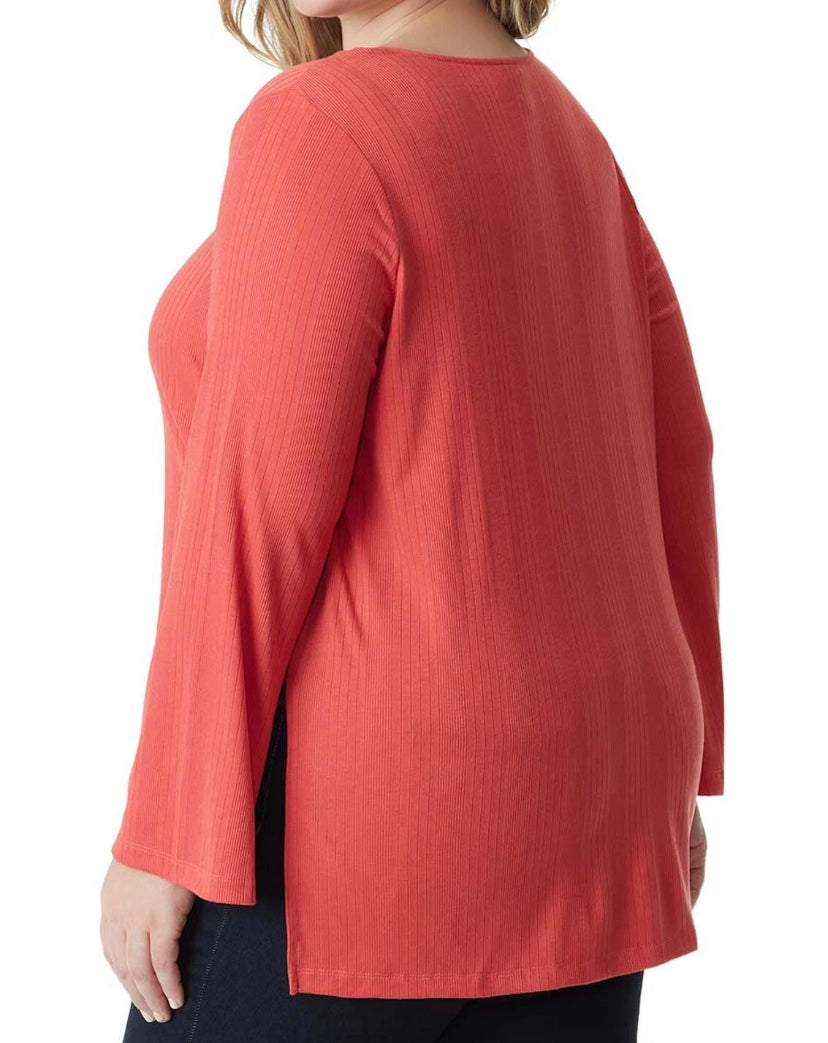 NEW Jessica Simpson Plus Size 2X Keyhole Bell-S Ribbed Tunic Top Baked Apple $70
