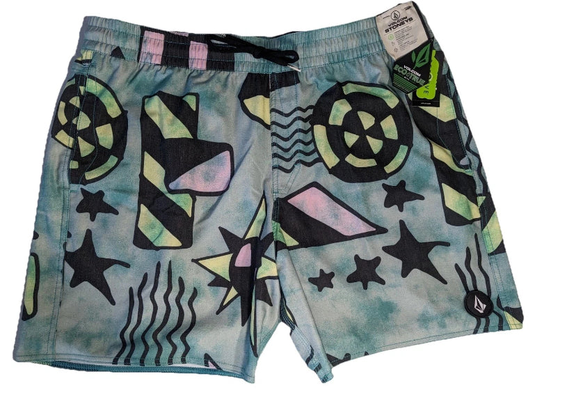NEW SIZE XL Mens Volcom Boardshorts Polyester 17" Length Chlorine Stoney Trunk