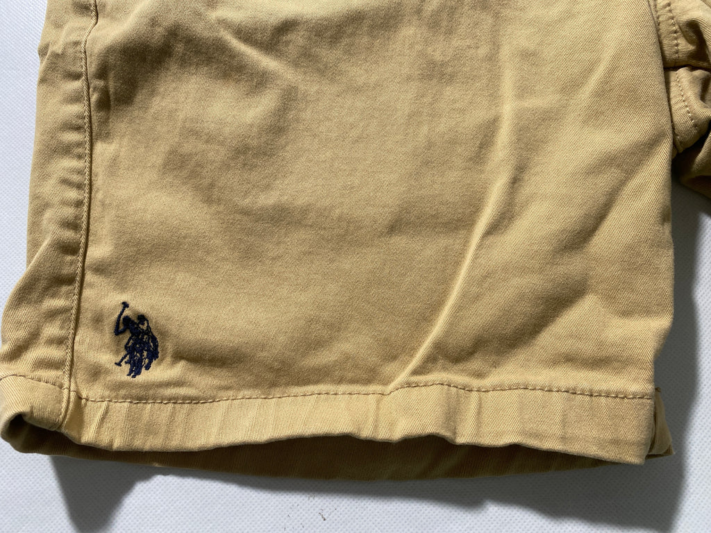 NWOT Mens Size L US Polo Assn Casual Shorts  7”I Cotton Spandex Drawstring Khaki