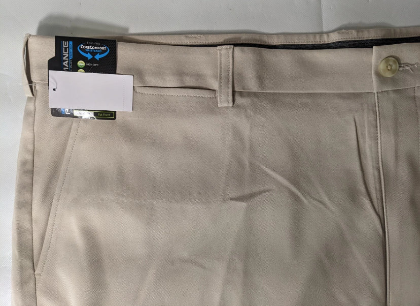 NEW Size 50 Big Mens Roundtree & Yorke Performance Chino Flat Shorts 7"I Stone