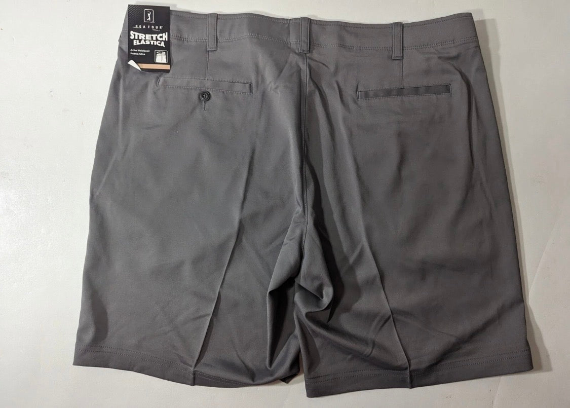 NEW Size 42 PGA Tour Mens Flat Front Active Waistband Shorts Quiet Shade MSRP$65